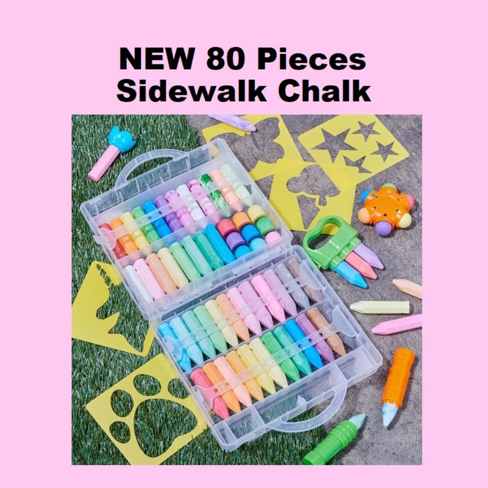 NEW 80 Piece Sidewalk Chalk Toddler School Supplies Arts and Crafts Art Supplies